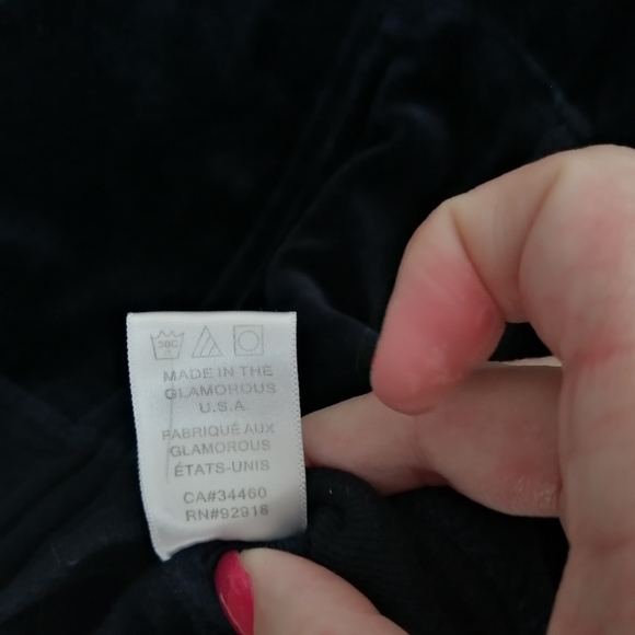 Juicy Couture Genuine Y2K Zip Up Rhinestone Embellished Back Navy and Gold Small - Picture 7 of 13